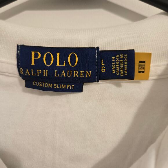Polo Ralph Lauren Men’s Size Large White Custom Slim Fit Polo Shirt uniform - Picture 2 of 6